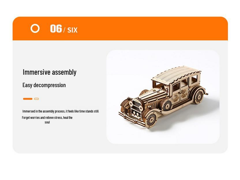3D Wooden Classic Car Puzzle Toy for Kids