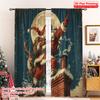 2pcs 2D Flat Printing Merry Christmas Window Curtains Santa Claus Fabric Without Electricity Festive Holiday Perfect for Living