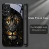 Lion With Golden Black Phone Case For Samsung A32 A33 A34 A35 A36 A37 A51 A52 A52s A53 A54 A55 A56 A57 A71 A72 A73 Glass Cover