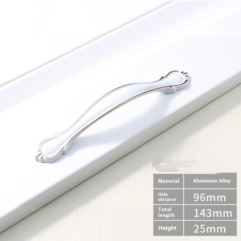 Modern Nordic Cabinet Handles White Amber Aluminum Alloy Black Drawer Pulls For Furniture Door Knocker