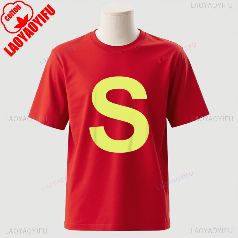 

Letter S Shirt Chipmunk Halloween Carnival Group Costume Blue TShirt High Quality Fashion Regular Short Sleeve Cotton Unisex Tee S