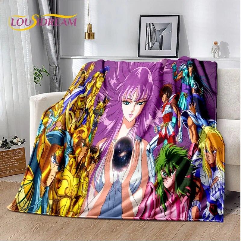 Cartoon Saint Seiya Retro Anime HD Blanket,Soft Throw Blanket for Home Bedroom Bed Sofa Picnic Travel Office Cover Blanket Kids
