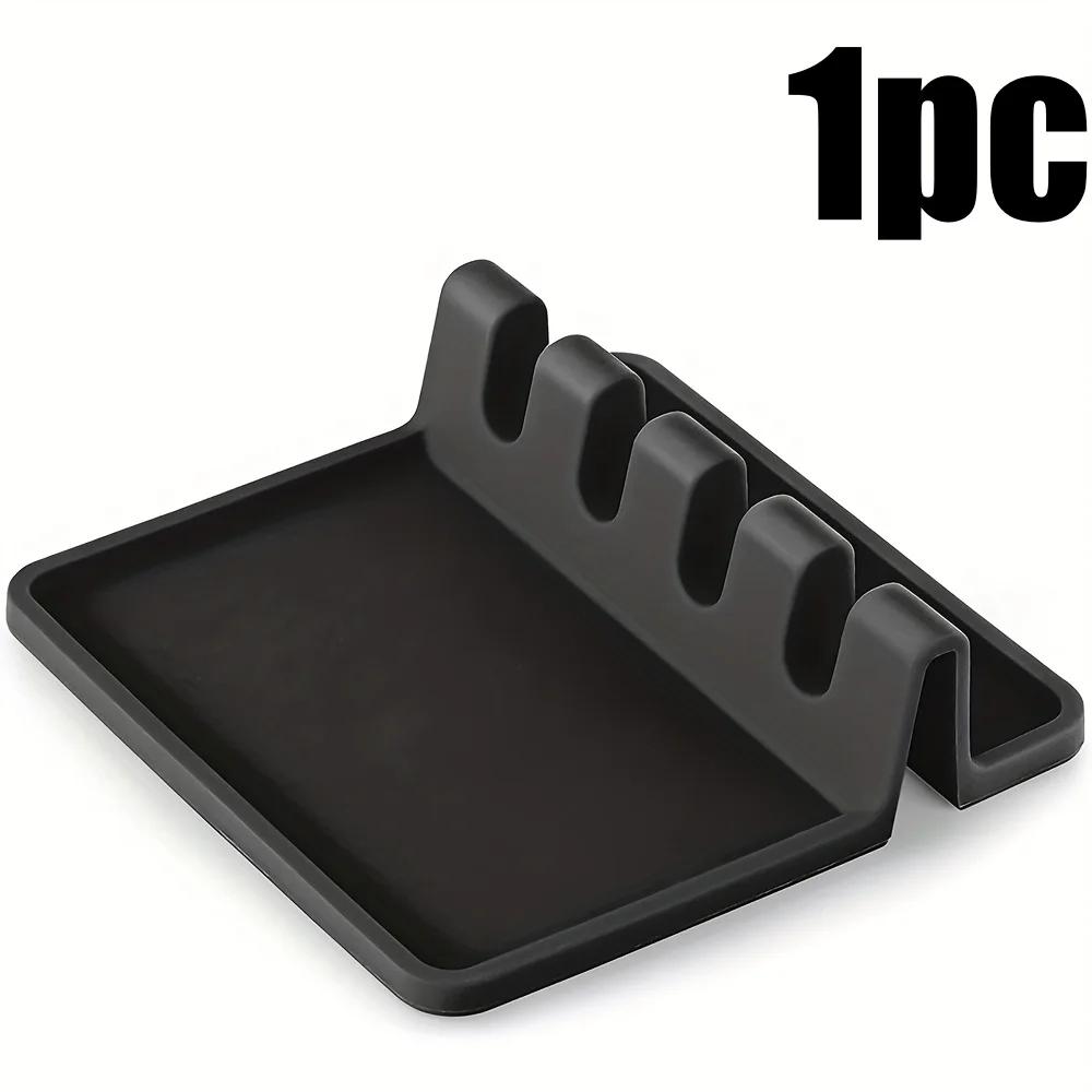 Kitchen Silicone Utensil Rest with Drip Pad for Multiple Utensils - BPA-Free, Heat-Resistant Spoon Rest & Spoon Holder
