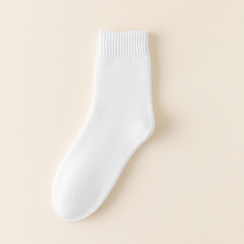 Autumn and Winter Thick Solid Color Woolen Hoop Socks Fashionable Warm and Cold Proof High Wall  Long  Socks  Practical