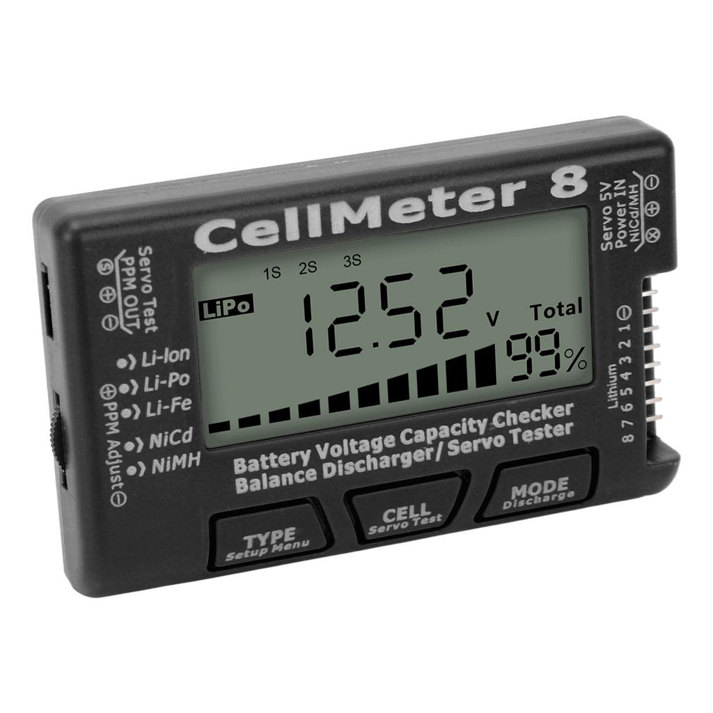 Digital Battery Capacity Checker Tester Detector Battery Balance Discharger Servo Tester for LiPo Black
