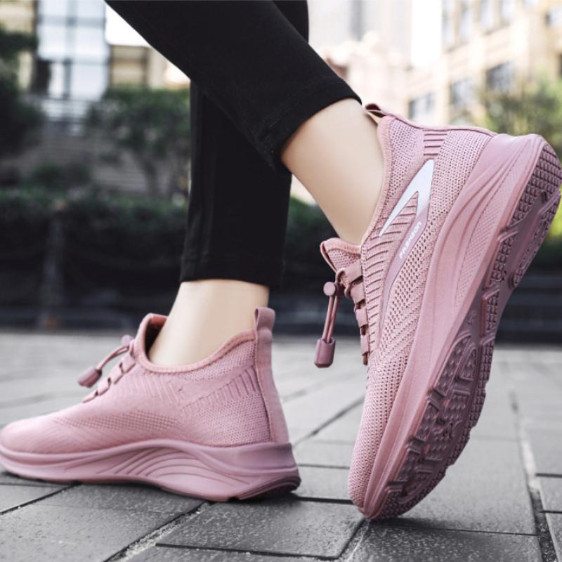 Women's Sports Shoes, New Spring Style, Fly-knit Breathable Casual Shoes, Soft Sole, Comfortable for Running, Fashionable Single Shoes