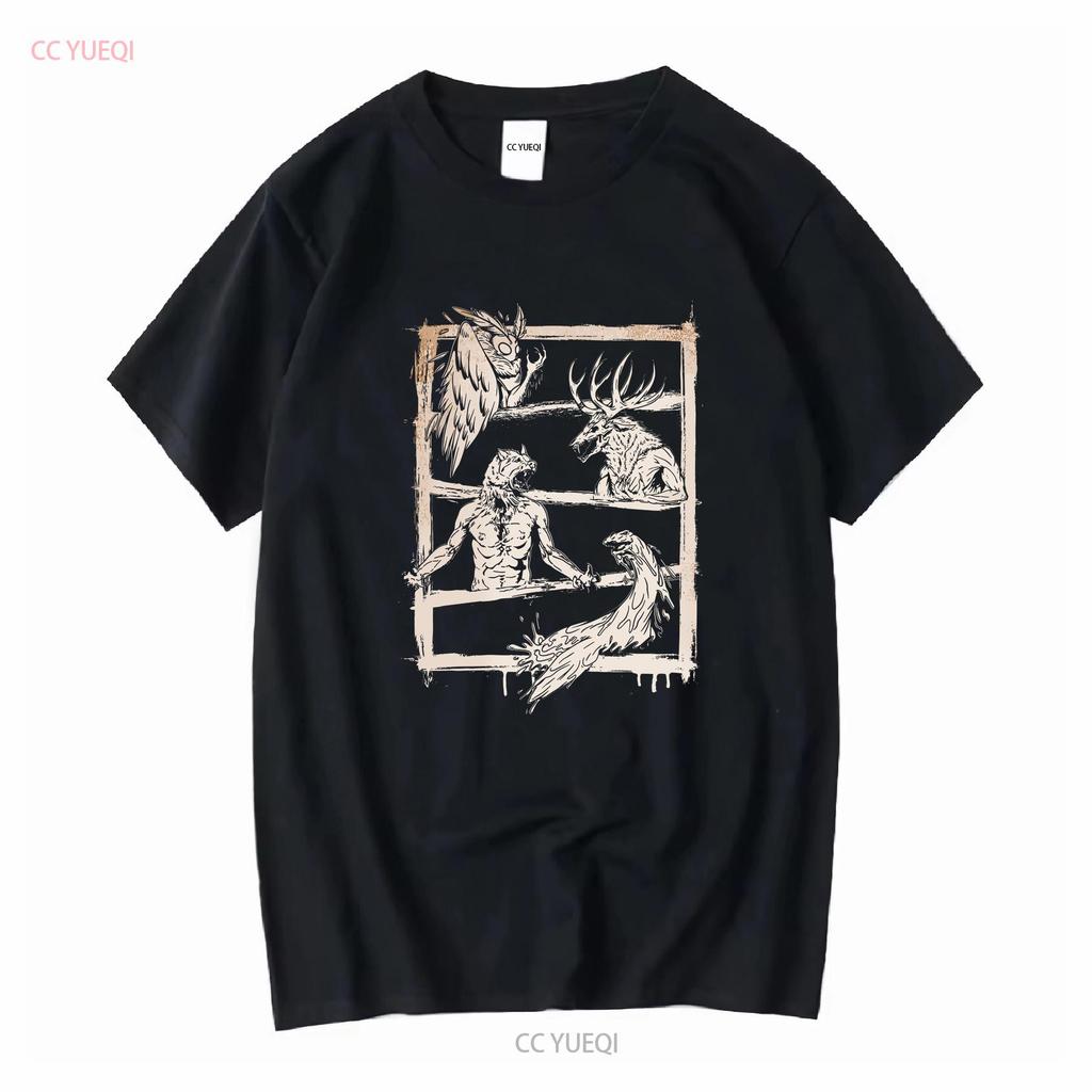 New Limited Cryptid Legends Mothman Wendigo Dogman Lake Monster T Shirt vintage Washed homme Versatile Unisex designer clothes
