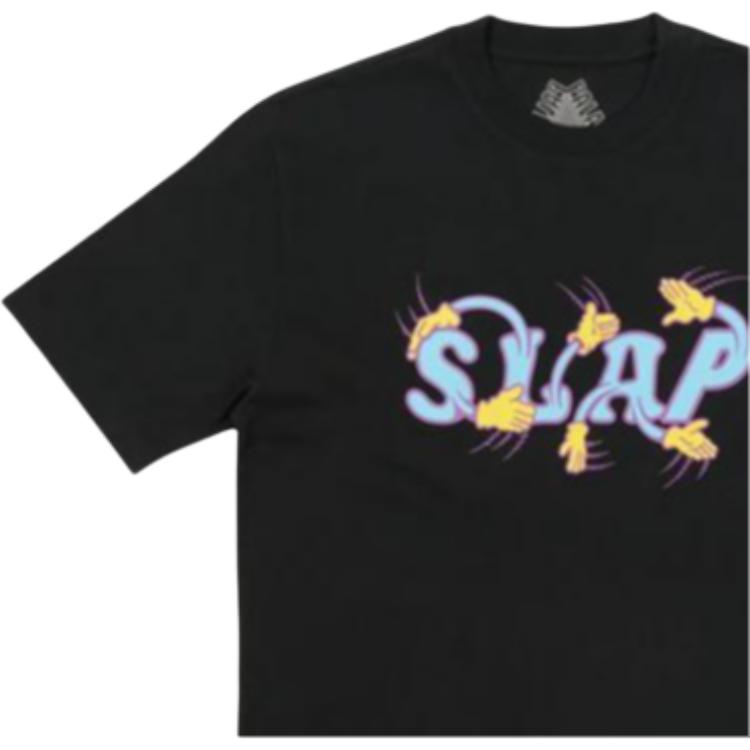 Palace X Slap Magazine Co-Branded Hands Tee With Fun Letter Finger Pattern Print Unisex Tops Black P20TS263