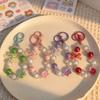 Fresh Candy Color Bow Cat Beaded Phone Lanyard Keychain Bag Charm