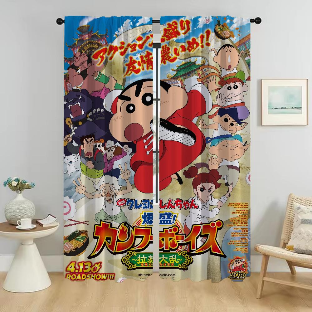 Crayon Modern Living Room Curtains 2 Pieces Partition Halloween Decoration Tulle for Bedroom Blackout Curtain Shades Kitchen