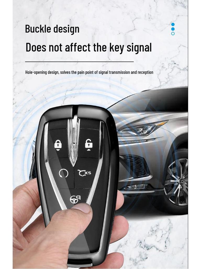 Changan Qiyuan A05/A06/A07 Remote Key Cover: Metal Shell with Leather Snap Button for Q05 125MAX