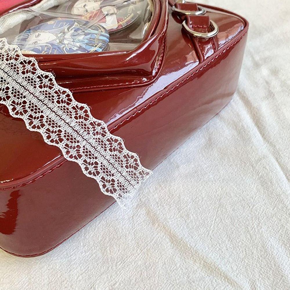 JK Transparent Love Itabag Zipper Bag Lace Crossbody Bag Portable Kawaii Shoulder Bag Gift
