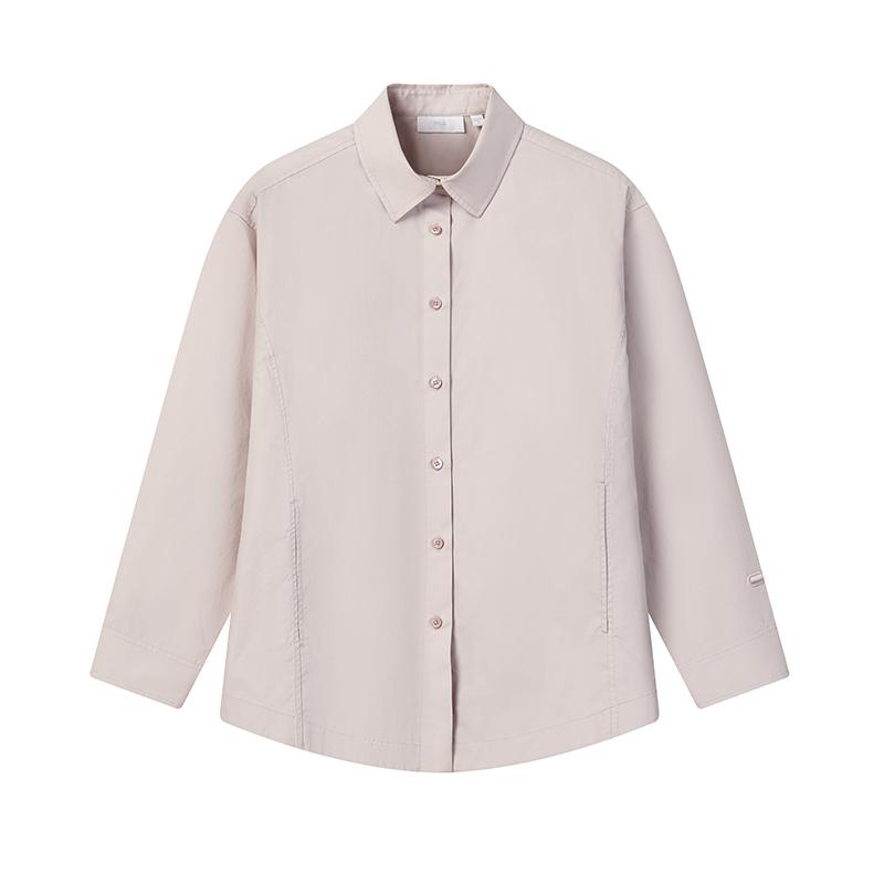 FILA Milano Series Fashion Simple Classic Personality Trendy Retro Casual Versatile Comfortable Loose Woven Long Sleeve Shirt F11W615405FPK S