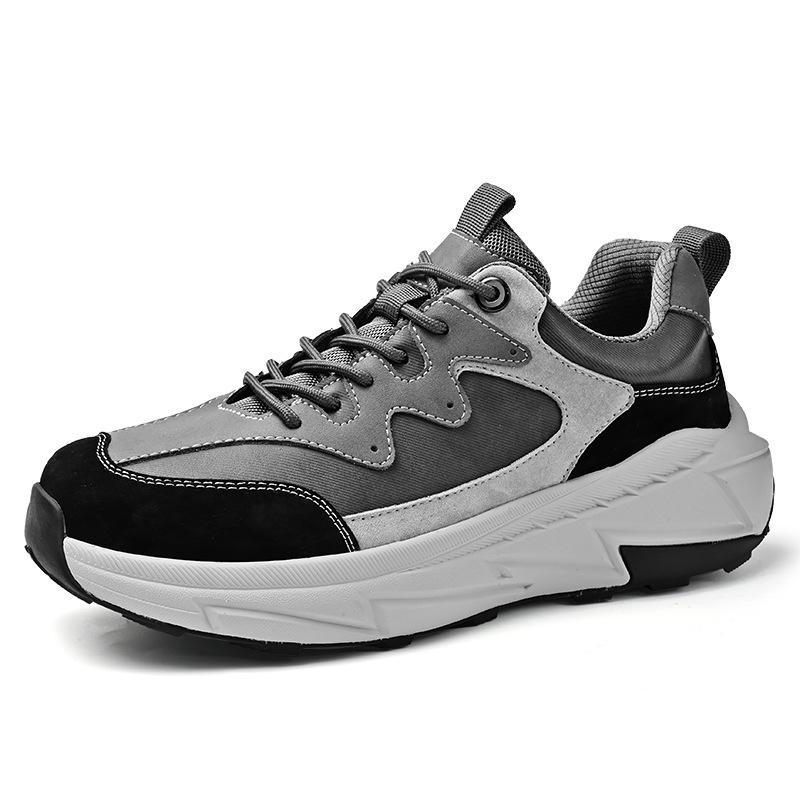 Sneakers men's autumn new trendy versatile leather platform casual shoes lightweight breathable non-slip large size travel shoes