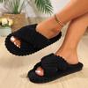 Winter Women Fashion Cross Strap Slippers Females Soft Corduroy Home Slides Men Portable Warm Plush Sandals Couples Lovely Shoes