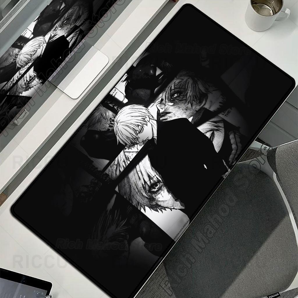 Black White Anime Desk Mat Tokyo Ghoul Mousepad Kaneki Ken Computer Gamer Non-slip Mouse Pad HD XXL PC Keyboard Desk Pad Playpad