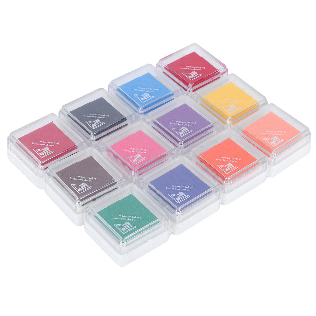 12Pcs Craft Ink Pad Stamp Single Metallic 11 Colors DIY Paper Wood Cloth Printing Pad