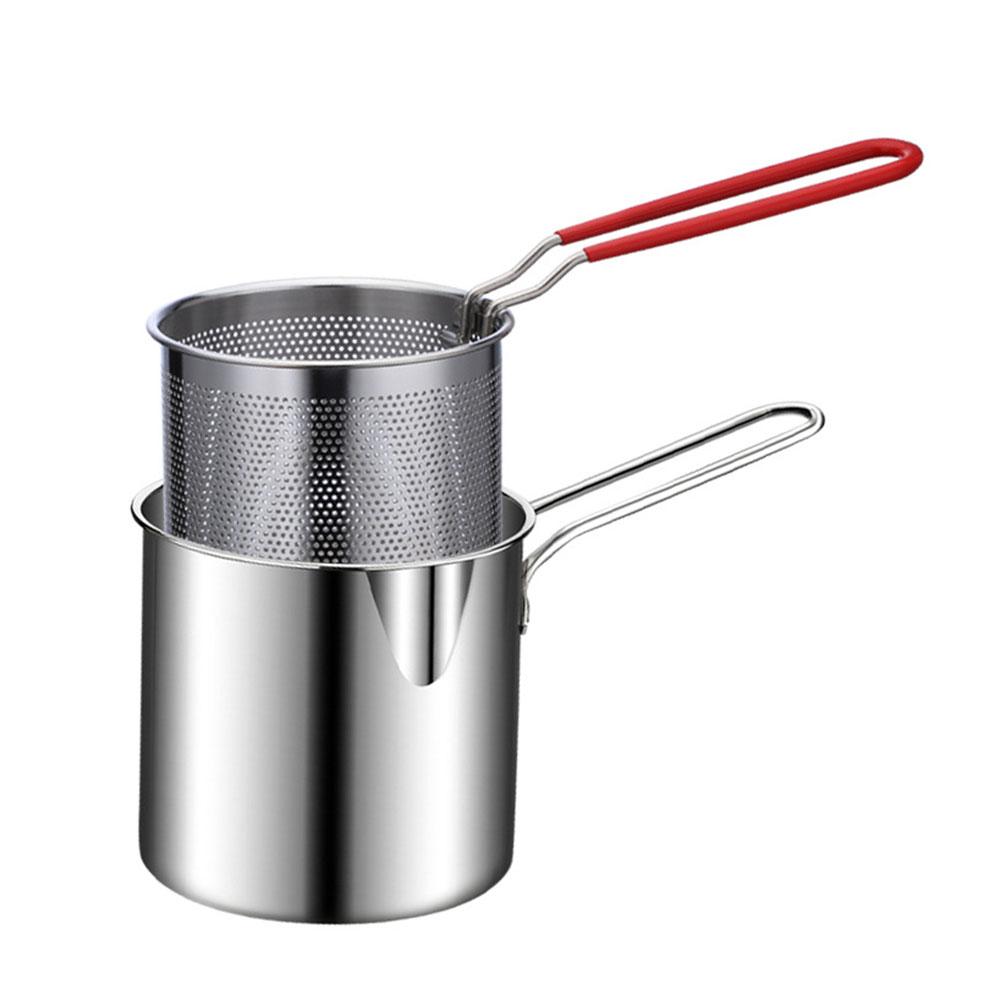 

Deep Frying Pot With Strainer Basket Stainless Steel Mini Fryer Frying Pot for French Fries Chicken Home Party Cooking Tool