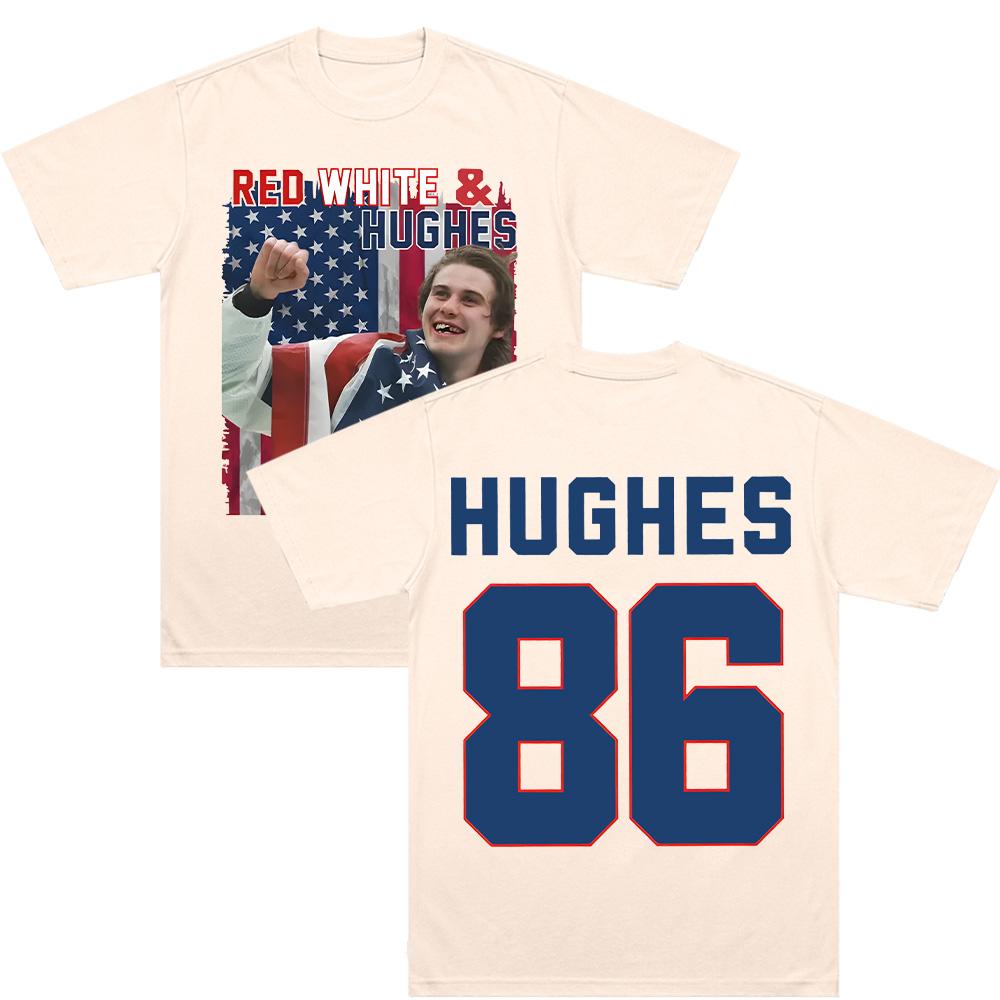 Hughes Hockey Tee Jack Hughes Graphic T Shirt Cotton Short Sleeve Clothing Women Men Fashion 86 High Street Loose T-shirt Casual