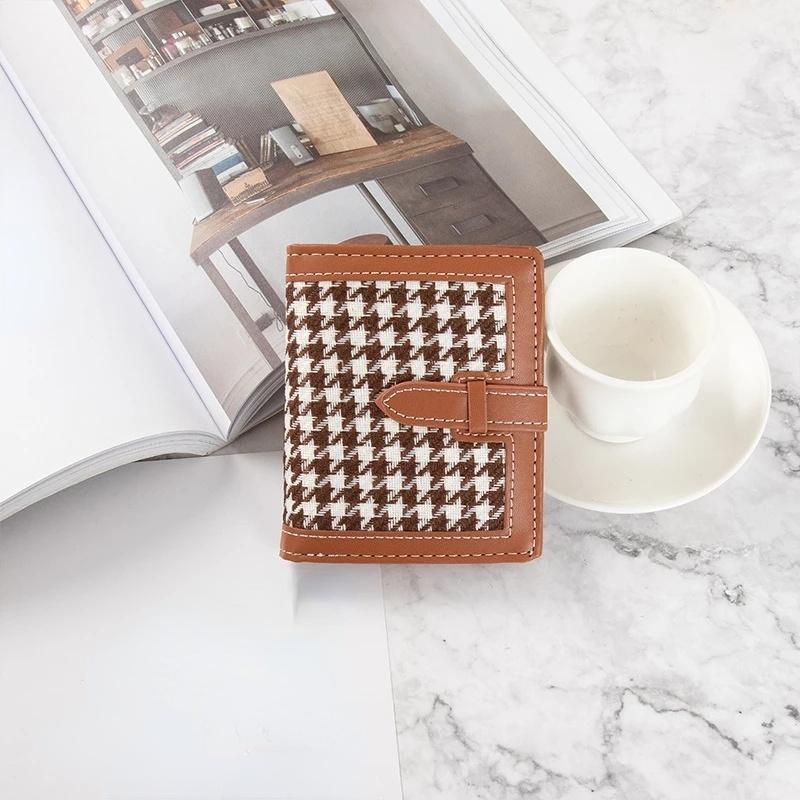 

Маленький кошелек женский короткий простой кошельки с пряжкой ретро мода складной кошелек для монет женский карточный кошелек кофейный