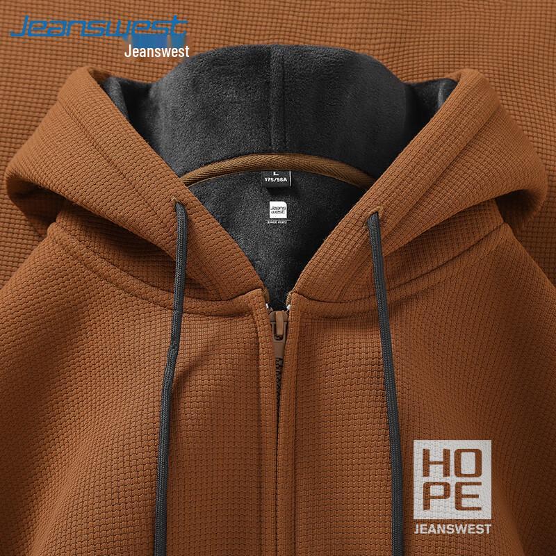 

Jeanswest Men s Retro Fleece-Lined Waffle Hooded Jacket M