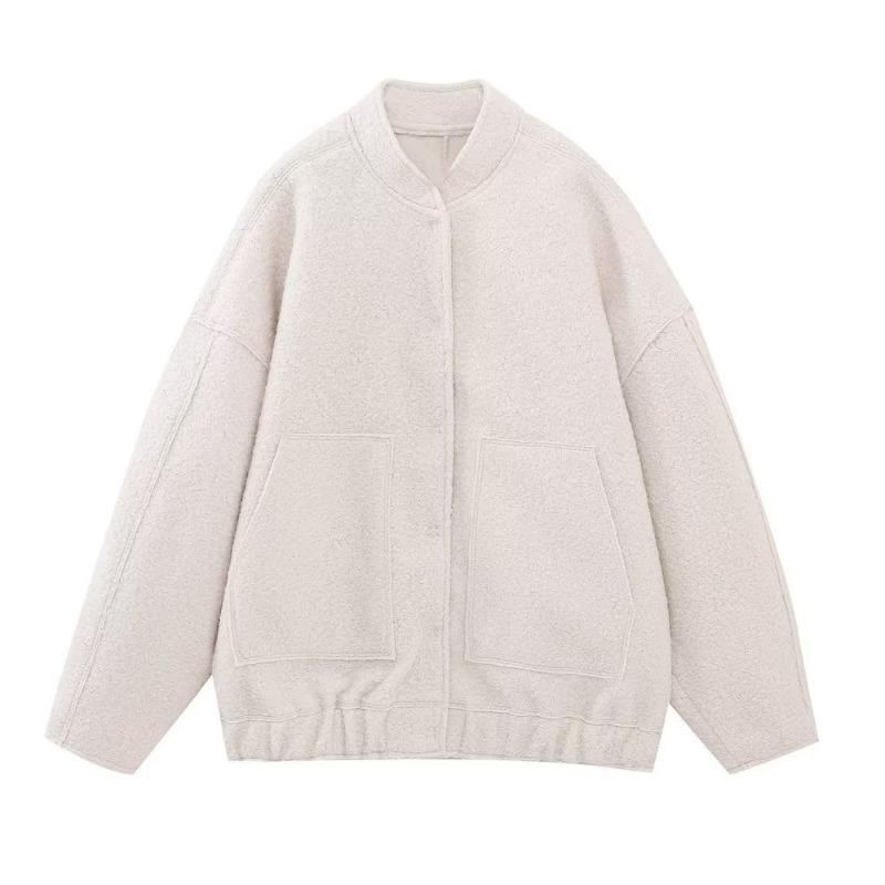 Spring New Casual Tooling Jacket Y2K Stand Collar Loose Aviator Jacket for Women