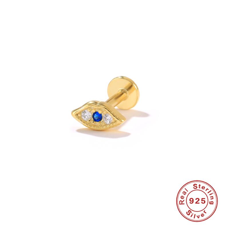 S925 Sterling Silver New Version Puncture Internal Thread Flat Head Body Auricle Puncture Earbone Stud Earring Stud Earring