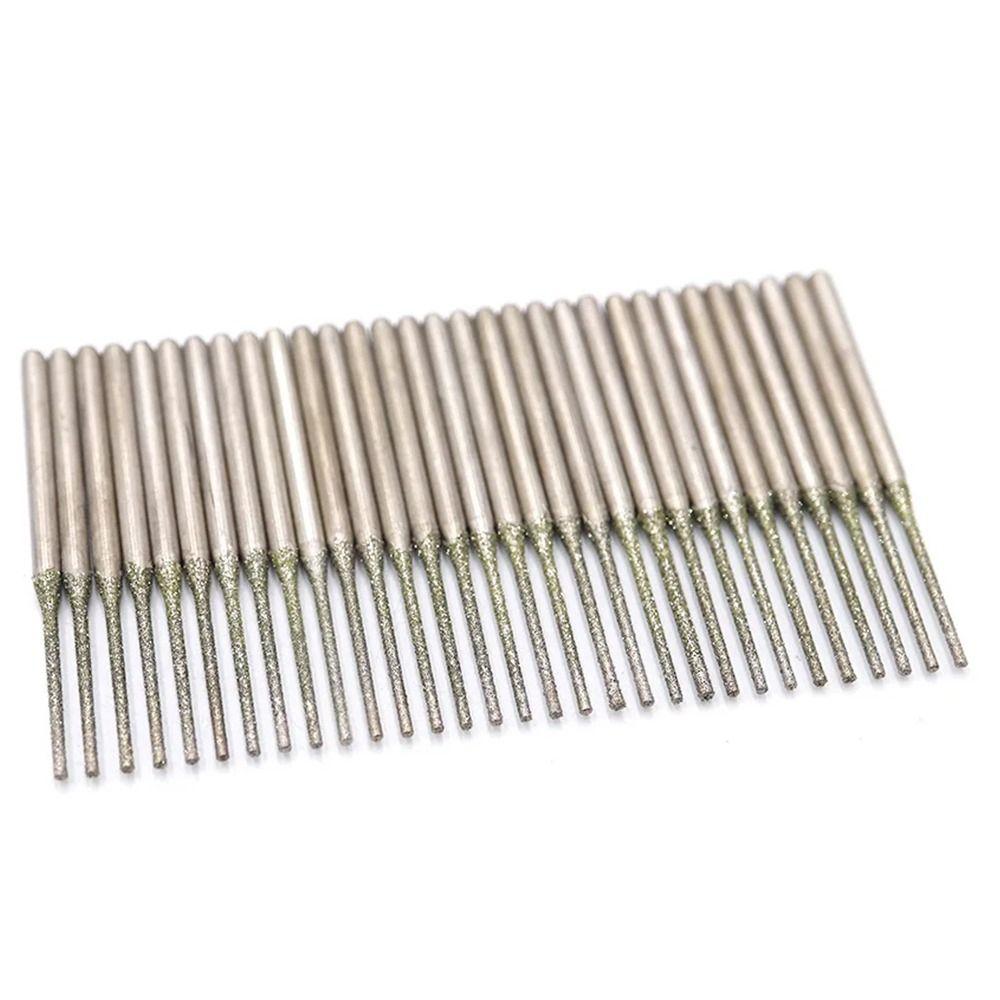 10Pcs Silver Diamond Coated Drill Bits 0.8-2.5mm Grinding Burr Bits  For Drilling Glass Woodworking