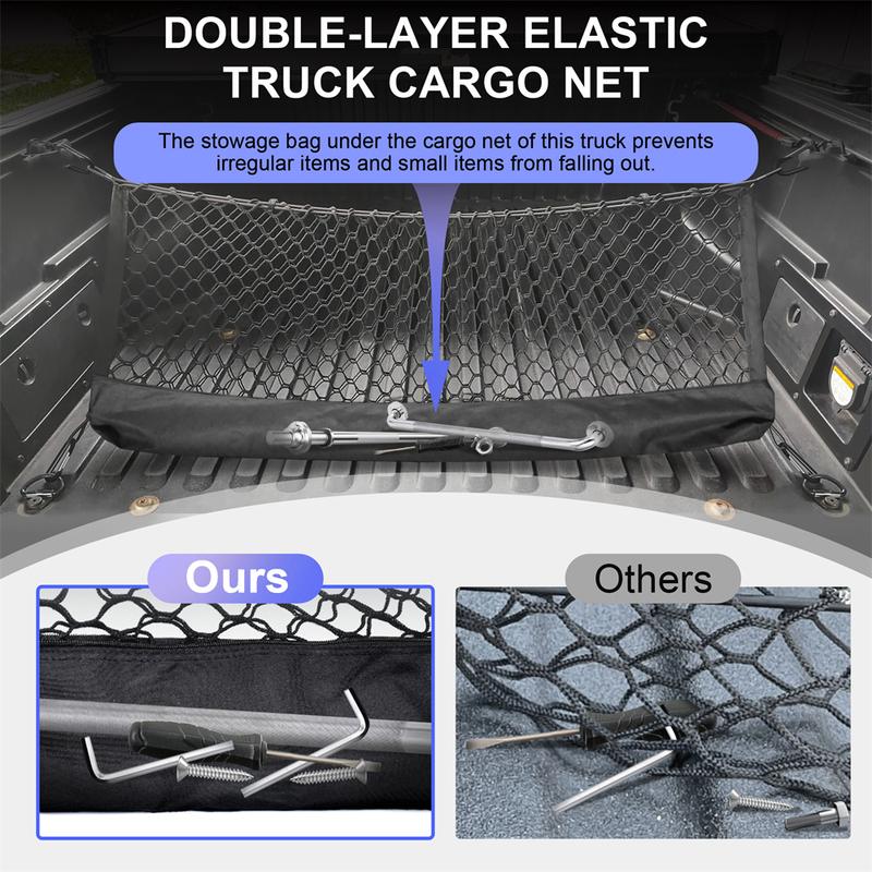 For Chevy Silverado For GMC Sierra 2013-2024  Car Trunk Net Elastic Luggage Net Cargo Organizer Storage Car Mesh Network Pocket