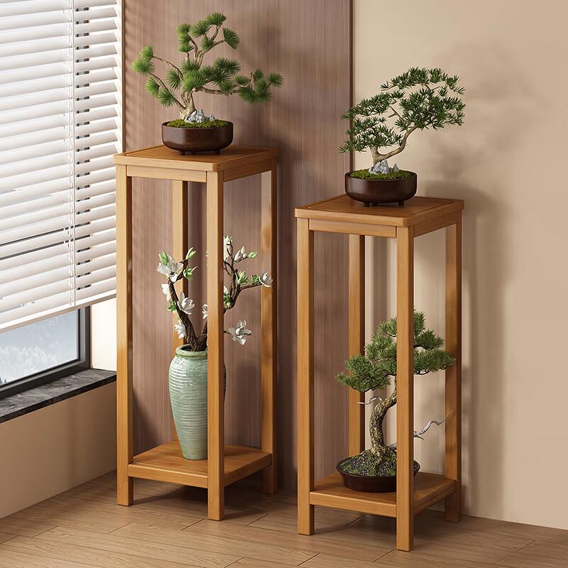 Oushoumai Chinese Style Solid Wood & Bamboo Flower Stand