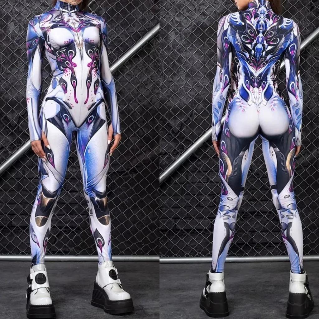 Yetişkinler İçin 3D Dijital Baskılı Sahne Kostümleri Cadılar Bayramı Etkinliği Karnaval Temalı Parti Cosplay Kostümü Rol Yapma Oyunu Tulum