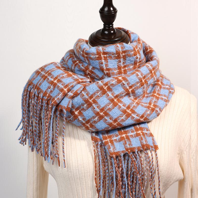 Scarf women's 2025 new autumn and winter fashion sweet imitation cashmere scarf medium and long warm plaid shawl