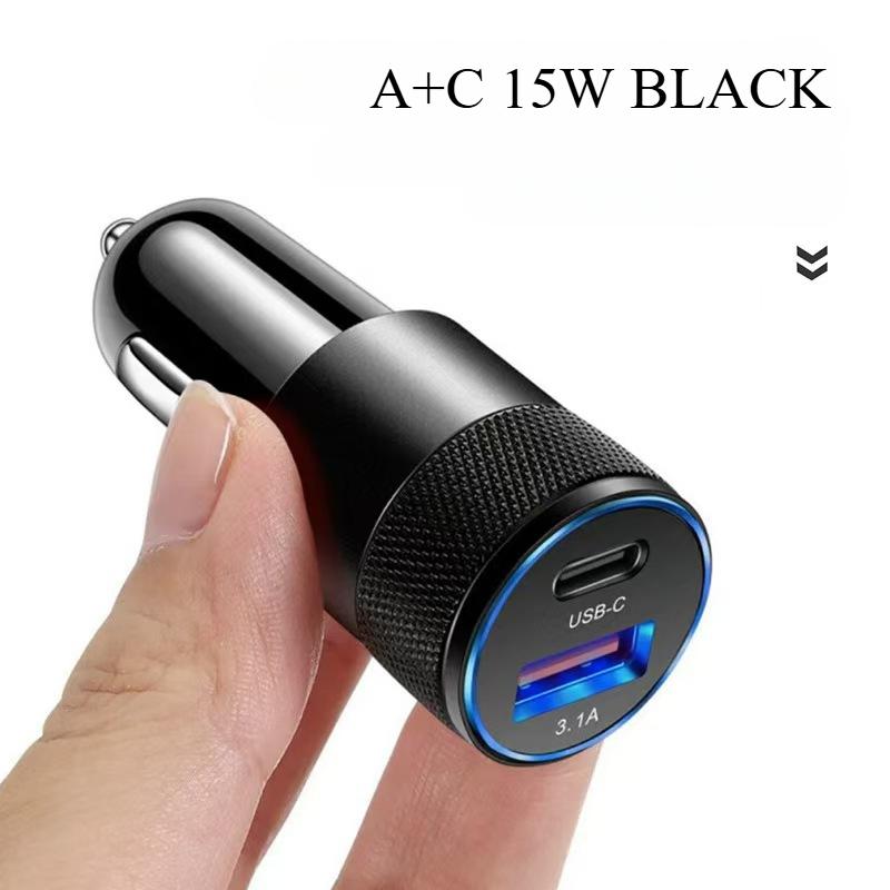 Mini Metal Car Charger 15W Fast Charging Intelligent USB+PD Interface for Vehicles Car USB Adapter Fast Super Car Charger