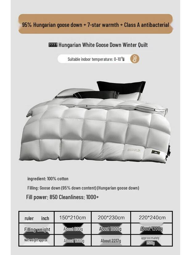 

Mercury Home Textiles White Goose Down Winter Quilt 200 x 230 cm