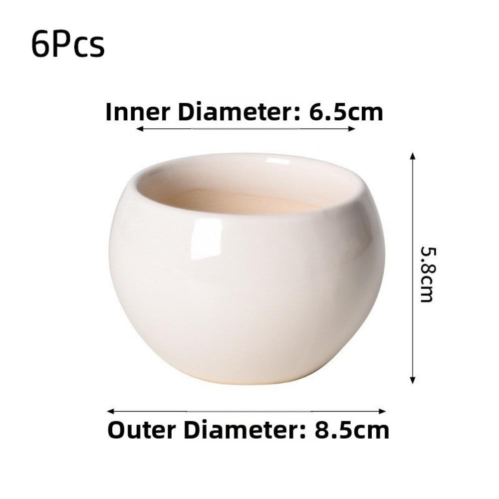 6Pcs Round Shape Succulent Flower Pot Mini Ceramic Pot New Plant Potted  Green Plant