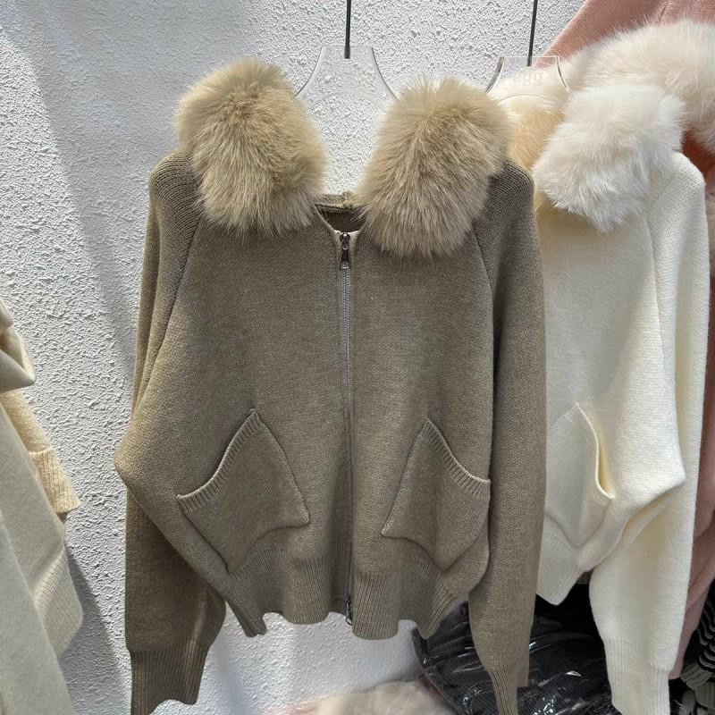 Womens Oversized Hooded Zip-Up Knit Cardigan Winter Thick Soft Acrylic Blend Sweater Coat Loose Casual Style
