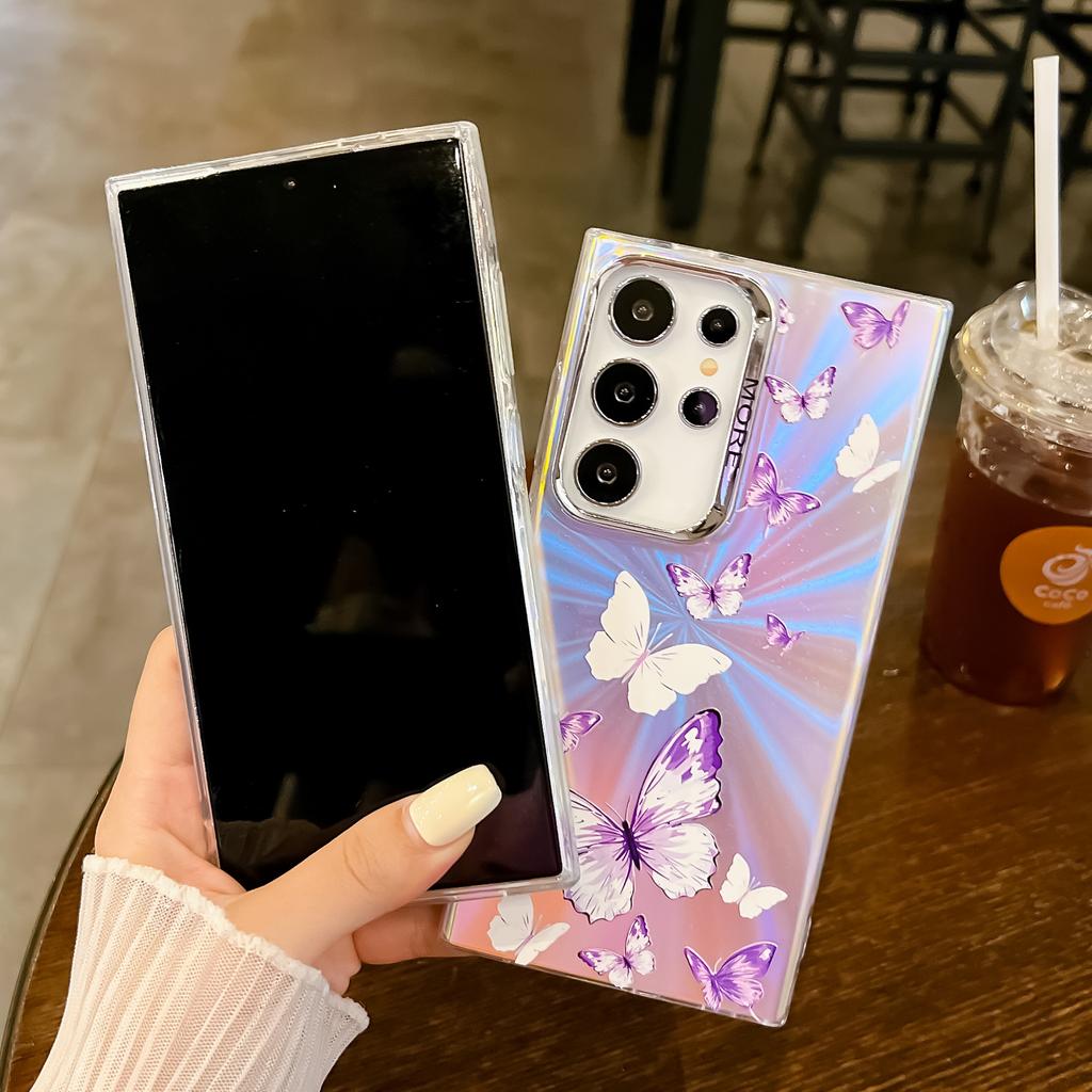 Für Samsung Galaxy S25 Ultra Hülle Laser TPU+PC Handyhülle Galvanisiertes Schmetterlingsmuster