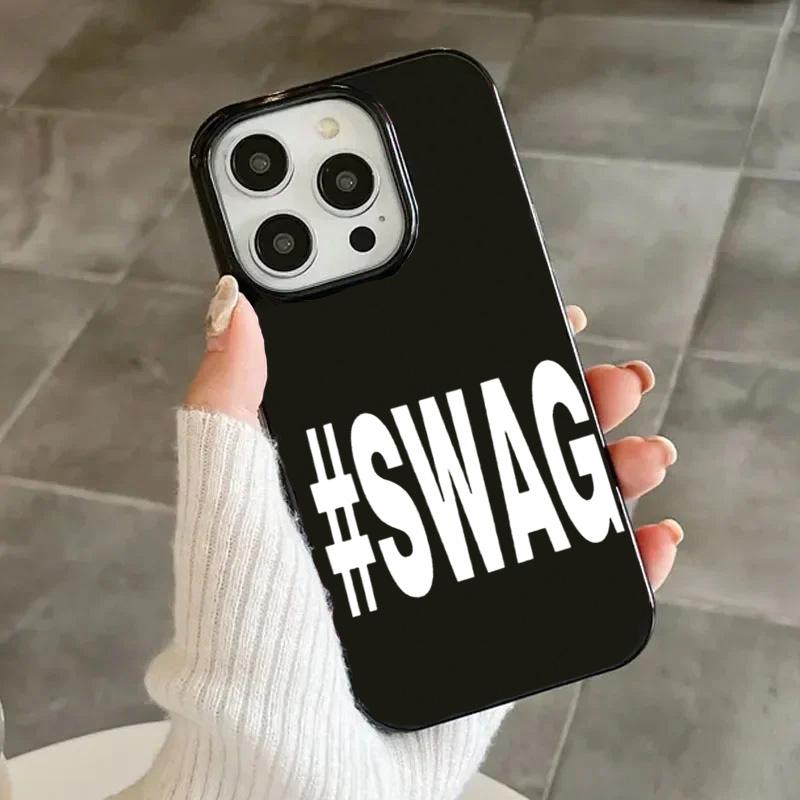 Fashion English S-SWAG Pattern Phone Case For iPhone 17 Pro 16 15 14 13 12 11 Pro Max 16e 17Air 15 14 Plus Shockproof Soft Cover