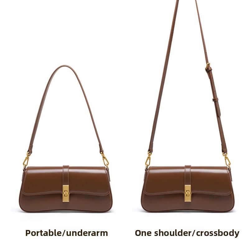Cowhide High-quality Niche Baguette Bag, High-end Underarm Bag, Women's Bag, Shoulder Messenger Bag
