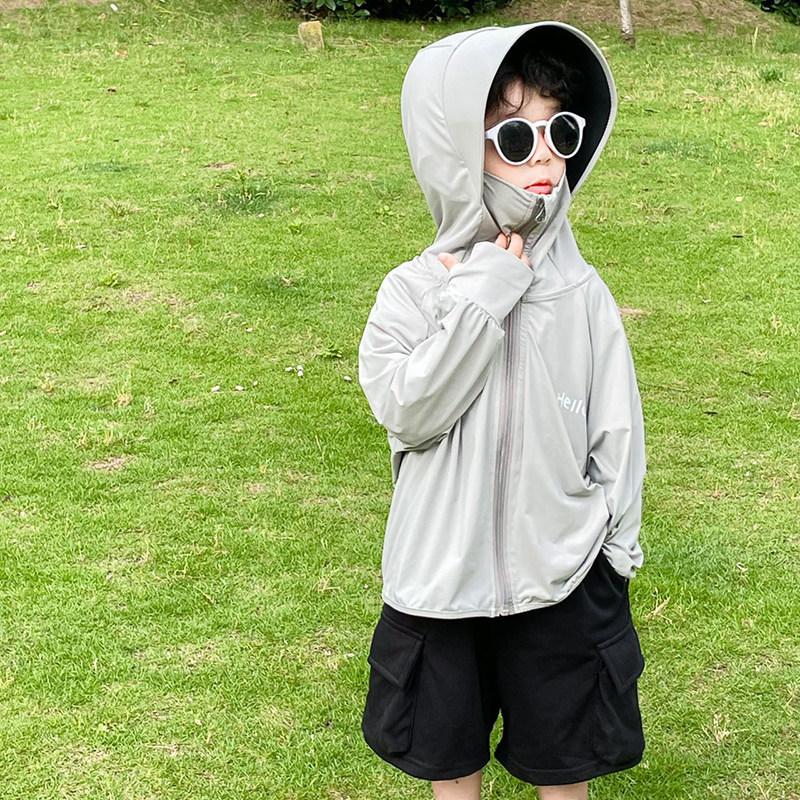 Children's sunscreen clothing 1011 new summer ice silk light boys and girls baby brim removable sunscreen clothing jacket