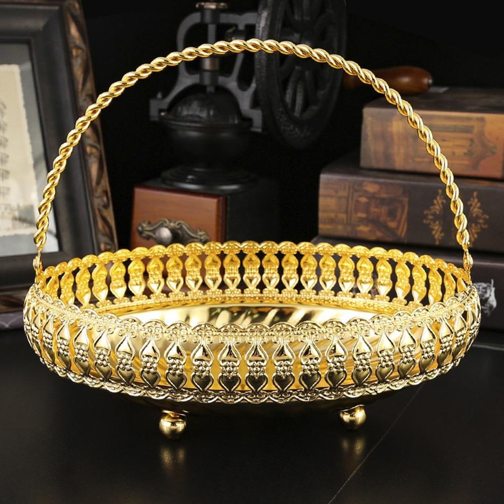 Gold Serving Tray With Handle Snack Tray Serving Trays Food Serving Basket For Family