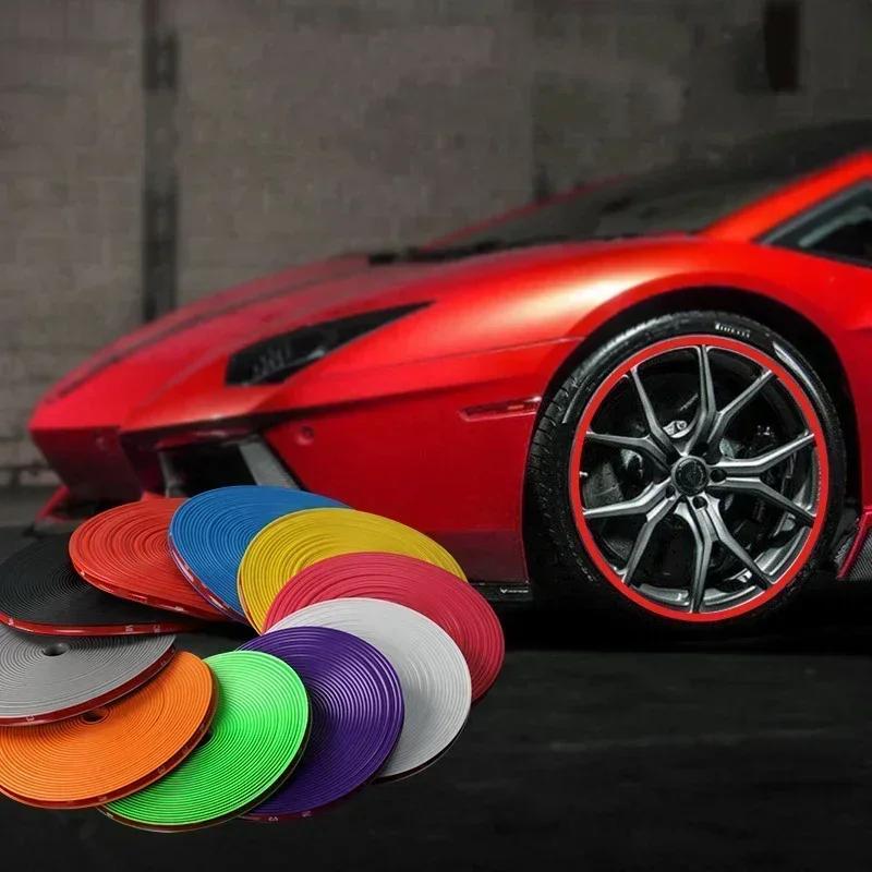 8m Car Wheel Hub Decorative Strips Tire Rim Protection Rings Auto Styling Accessories Vehicle Modification Supplies
