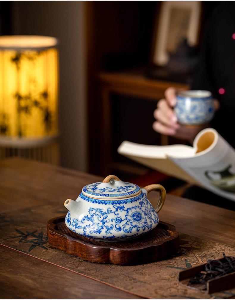 Jun Ware Blue and White Teapot: Chinese High-End Large Size for Brewing Tea Kung Fu Style 2026