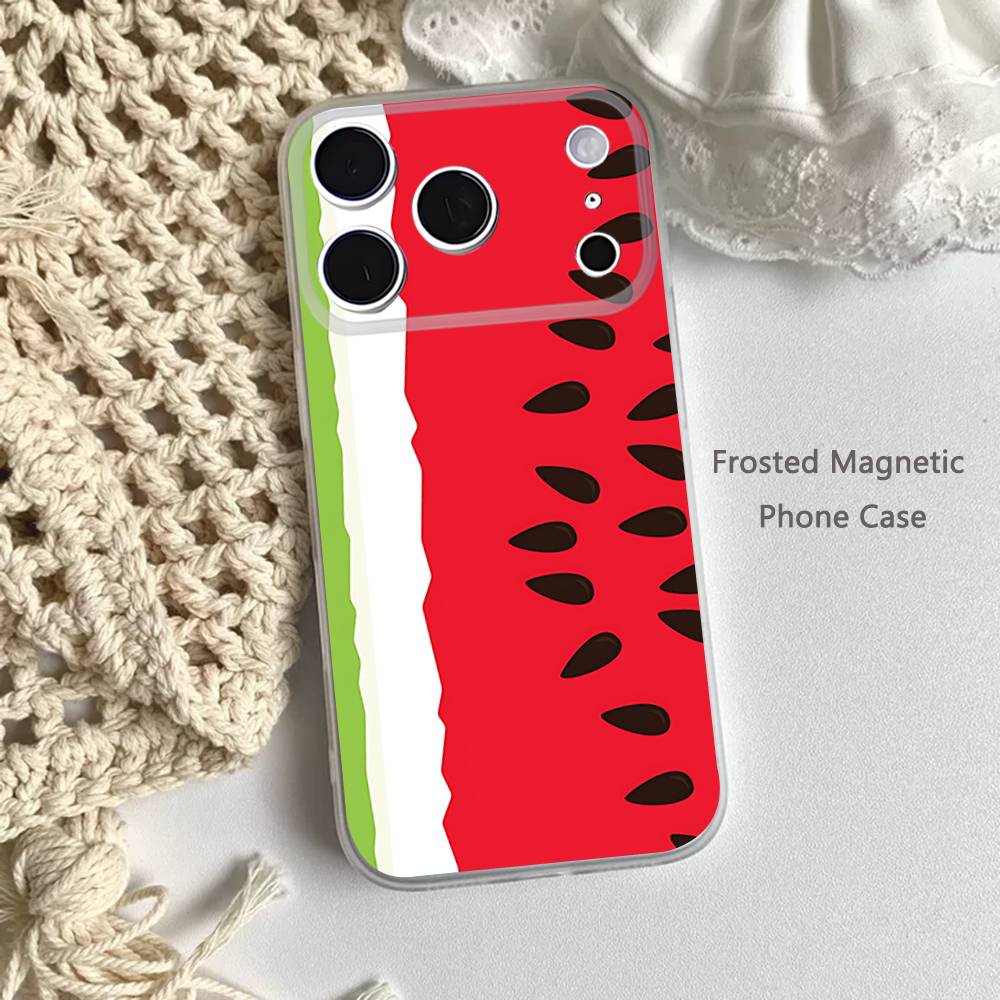 

Fruit Watermelon Phone Case For iPhone 14,16,12,17,13,15,11 Max,Pro,Mini,Plus,Air,E Magnetic Frosted Transparent iPhone16plus