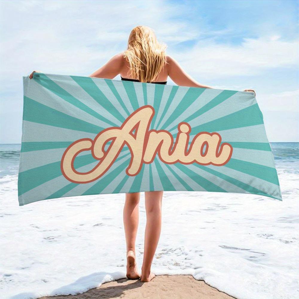 Custom Name Beach Towel – 80×160cm Large Quick-Dry Towel with Vibrant Colors for Pool, Beach, Vacation & Summer Gift
