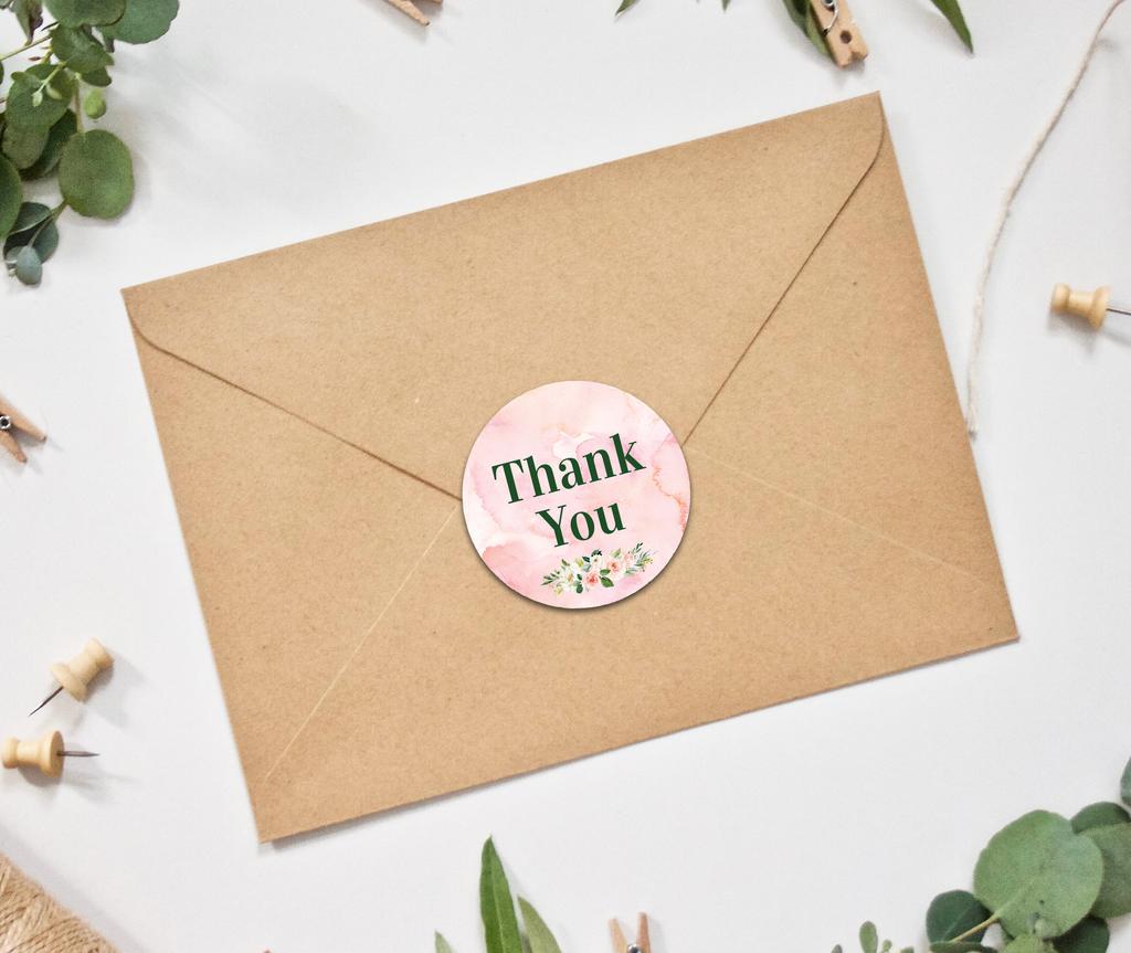 Darling Souvenir Personalized Botanical Floral 1.6 Inches Round Thank You Stickers DIY-45