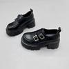 Soft Leather Version~ 2025 Autumn New Small Man Height Increase 7CM Small Leather Shoes Retro Belt Buckle Velcro Loafers Women