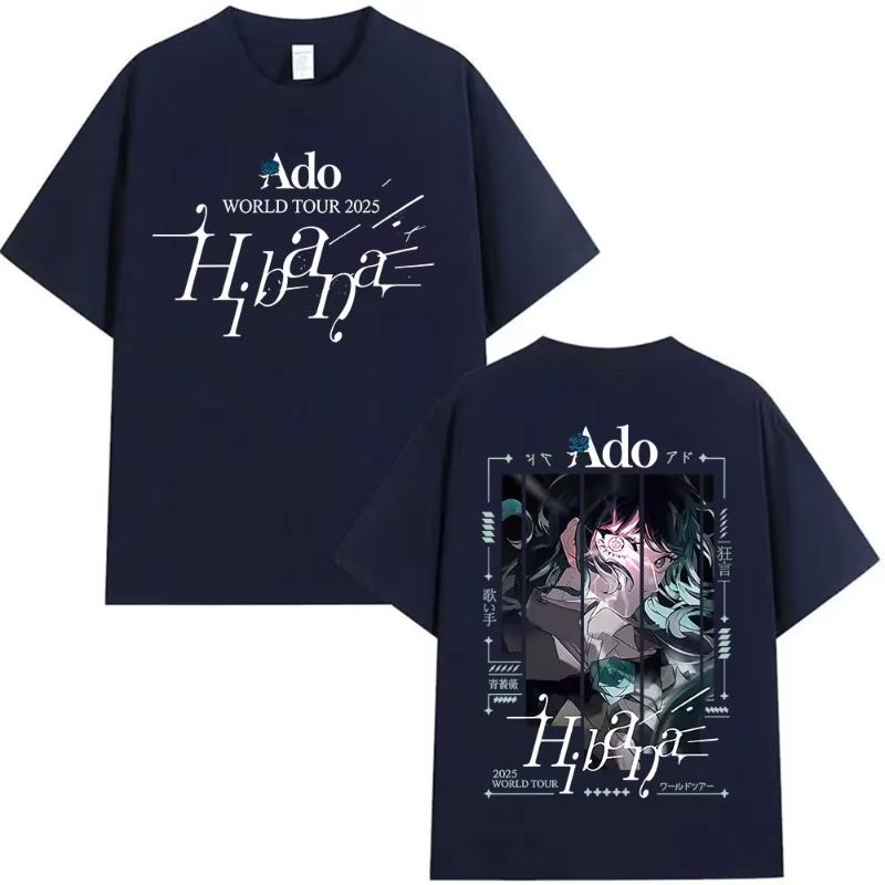Japanese Ado Hibana WORLD TOUR 2025 New TShirts Unisex Women Clothing Gothic Short Sleeve T Shirt Hip Hop Oversized Cotton Tshirt