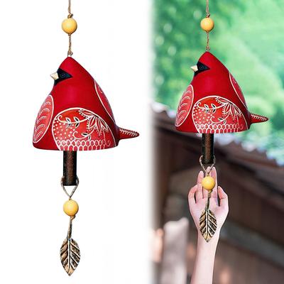 Cute Bird Bell Chimes Resin Bird Bell Wind Chimes Hanging Rustic Wind Chime for Wall Window Door Housewarming Gift