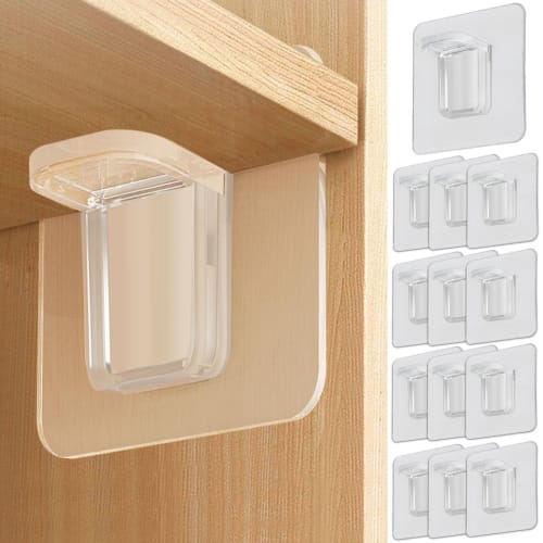 

fogman Shelf Brackets, Adhesive Hooks, Support, No Dowels, Transparent, Clear, Set of 16